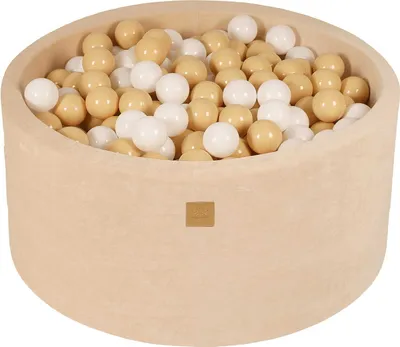 Produktbild von MeowBaby Naturfarben Bällebad rund 90x40cm, bälle: Weiß/Beige