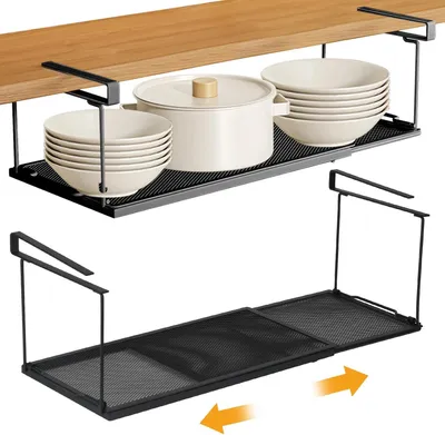 Image de Étagère coulissante en métal, pour meubles de cuisine, adaptée aux étagères suspendues de 38,5 à 69 cm