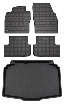 Image de Tapis en caoutchouc + bac de coffre pour Skoda Fabia IV 2021- (hayon) – 5 pièces, noirs, sur mesure