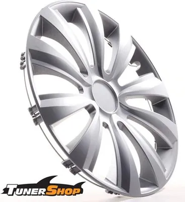 Produktbild von 4 Radkappen Radzierblenden Tunershop 15 Zoll Delta silber kompatibel mit Alfa Dacia Honda Land Rover Mitsubishi Saab Suzuki