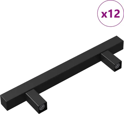 Produktbild von vidaXL Schrankgriff 12 pcs Schwarz 150 x 12,3 x 35,2 mm Edelstahl