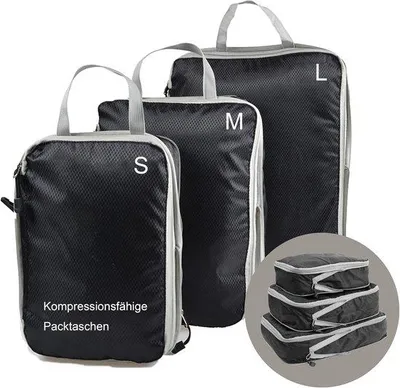 Produktbild von Famanu Kofferorganizer Set 3-teilig - Reisverpackungsblöcke - Schwarz