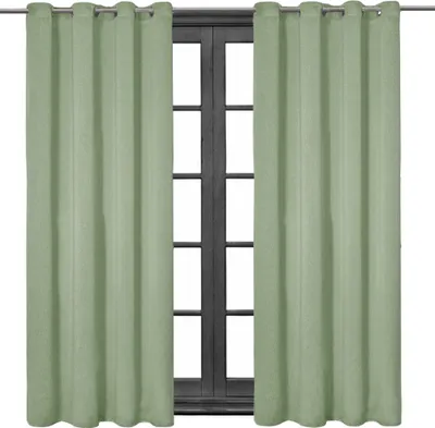 Produktbild von 2 Stück Ösenschal Leinen Look Blickdicht 140 (B) x 245 (L) Ösenvorhang Ösengardine Gardine Gardinen Ösen Vorhang Vorhänge Hellgrün