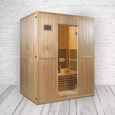 Immagine prodotto di PureHaven sauna a infrarossi 120x160x200 cm per 4 persone Riscaldatore per sauna in legno di hemlock canadese mestolo a risparmio energetico Pietre per sauna