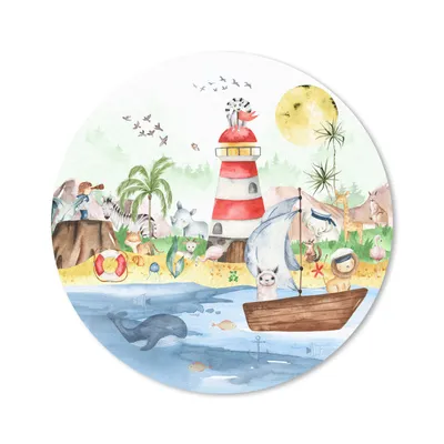 Produktbild von MuchoWow® Mauspad Mousepad Strand - Tiere - Kinder - Leuchtturm - Jungen 20x20 cm - Mousepads - Maus Mat - Pad - Mausunterlage - Schreibtischmatte
