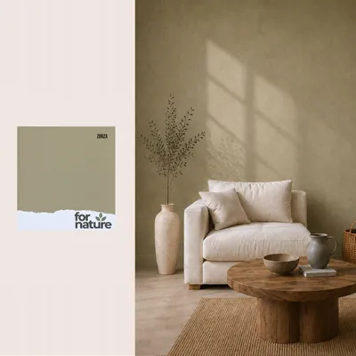 Produktbild von Kalkfarbe Fornature LIMEA, Farbmuster Abendrot (Olivgrün), für Innenwände und Decken