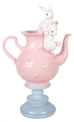 Image de Clayre & Eef Figurine de décoration Lapin 22x14x35 cm Blanc Plastique