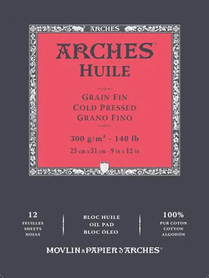 Productafbeelding van Arches - A1795108 - Oliepapier Pad - 9" x 12" - 12 Vellen - 300gsm - Fijne Korrel - Wit