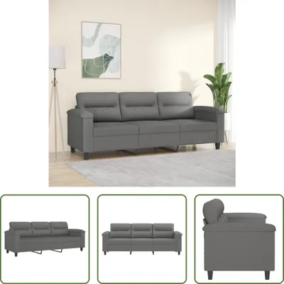 Immagine prodotto di The Living Store Divano 3 posti grigio scuro 180 cm in tessuto microfibra