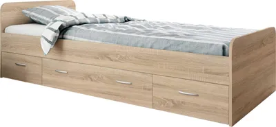 Produktbild von Bett Barko 90x200 mit 3 Schubladen - Eiche