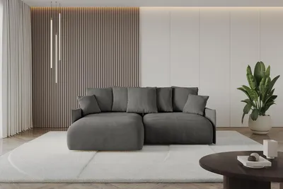 Produktbild von ALTDECOR Ecksofa mit Schlaffunktion und Bettkasten ONESK-L-v1 216x177x72 cm  Dunkelgrau - Corner Sofa Eckcouch Couch L-Form  angeordnet Schlafcouch Ausziehbar Wohnlandschaft