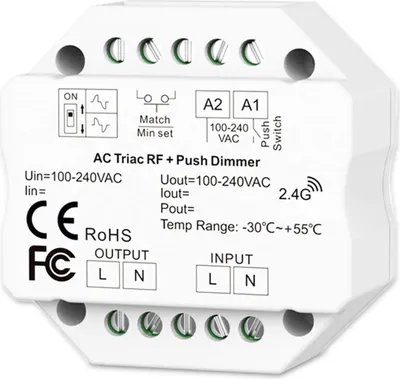 Produktbild von ISOLED Sys-Pro Universal-Push/Funk Mesh-Dimmer 230V, 360VA, Phasenan-/Abschnitt wählbar