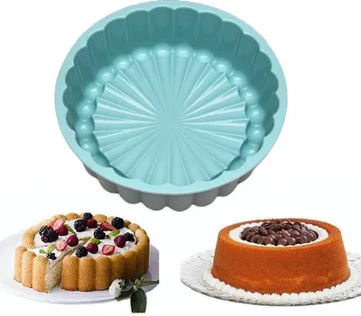 Zdjęcie produktu dla Okrągła silikonowa forma do ciasta Charlotte z truskawkami Forma do pieczenia krótkiego ciasta flan, zielona