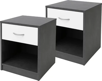 Produktbild von Nachtschrank mit 1 Schublade 2er-Set Nina Beton Weiß
