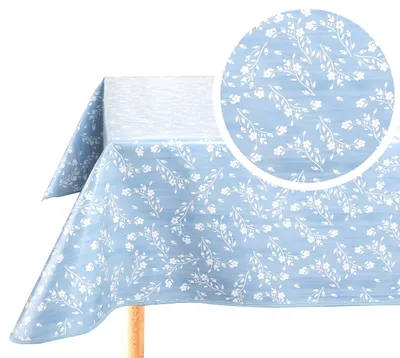 PVC Tischdecke rechteckig 140x180 cm abwischbar Blau Grau