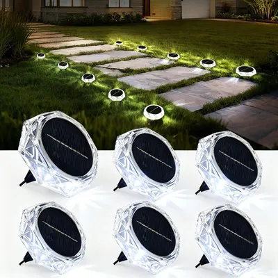 Solar-Bodenleuchten, kaltweiß, 6 Stück, IP65, für Außen