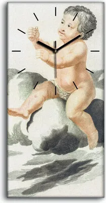 Produktbild von Wandbild Leinwand Bilder mit Uhr 30x60 Zeichnung Antike Engel Kind Baby Kunst - schwarze Hände