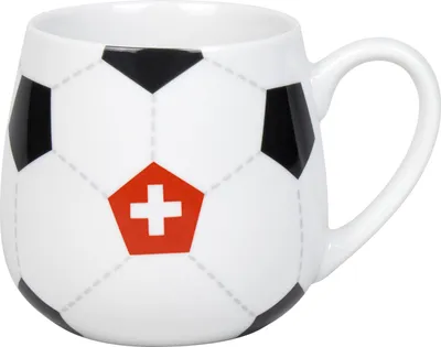 Produktbild von KÖNITZ 1111433033 Könitz Kuschelbecher Fußball Schweiz, 400 ml, Porzellan / Becher