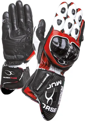 Obrázok produktu pre MUGENRACE Bornew rukavice na motorku, čierna/biela/červená, M
