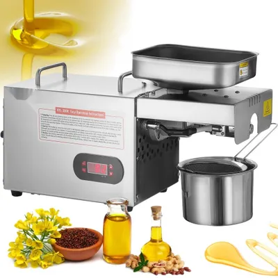 Produktbild von Elektrische Ölpresse - Ölextraktionsmaschine 850 W aus Edelstahl - Einstellbare Temperatur 0–300 ℃ - Heißpresse zum Pressen von Erdnüssen, Sesamsamen, Rapssamen, Teesamen.