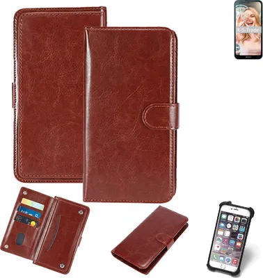 Produktbild von K-S-Trade 360° Hülle kompatibel mit Xiaomi Redmi Note 7 braun Kunstleder Case BookCase WalletCase Kunstlederederhülle Handyhülle, Rundumschutz