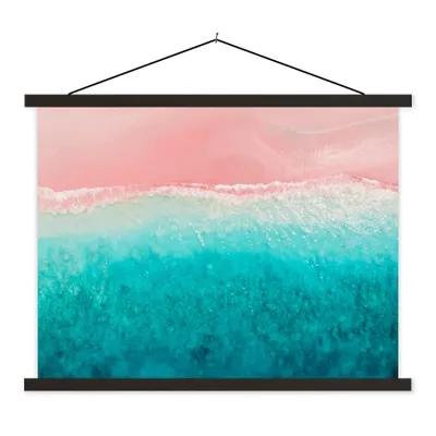 Produktbild von MuchoWow® Textilposter Strand - Meer - Rosa 60x45 cm mit schwarzem Rahmen - Poster Schlafzimmer