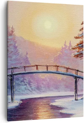 Produktbild von Bild auf Leinwand - Leinwandbild - Einteilig - Park Winter Brücke - 50x70cm - Wand Bild - Wanddeko - Wandbilder - Leinwanddruck - Wanddekoration - Leinwand bilder - Wandbild - PA50x70-3988