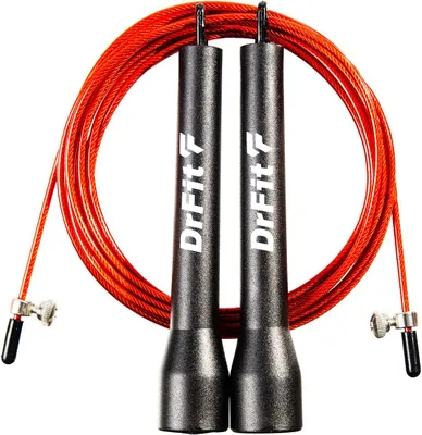 Zdjęcie produktu dla DrFit Skakanka z łożyskami Speed Rope czarna + czerwona linka 3 m