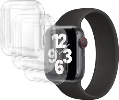 Produktbild von Eko, Packung mit 3 Hüllen für Apple Watch 44mm Vollständiger Schutz aus TPU, Transparent