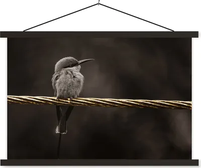 Produktbild von MuchoWow® Textilposter Vogel - Schwarz - Gold 150x100 cm mit schwarzem Rahmen - Schlafzimmer