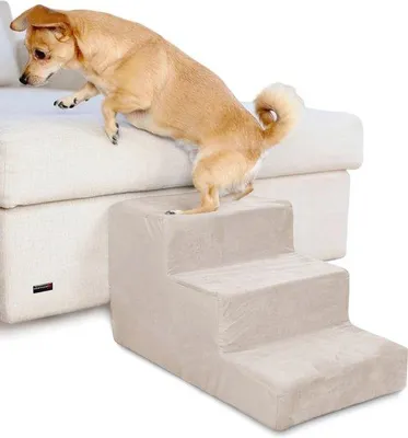 Produktbild von Famanu Hundetreppe für kleine Hunde - Haustierleiter mit 3 Stufen in Beige