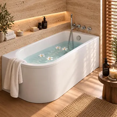 Produktbild von AQUA for you | Badewanne - Besco Jollin - asymmetrische Eckbadewanne - 160x75 cm - rechts - Weiß - mit Acrylschürze, Badewannenverkleidung