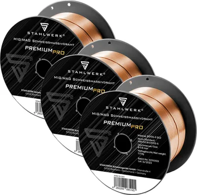 Produktbild von STAHLWERK Schweißdraht MIG MAG ER70S-6 0,8 mm 1 kg D100 Drahtrolle 3er Set