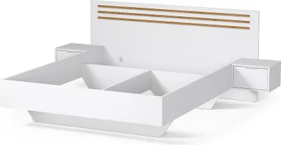 Obrázek produktu pro Manželská postel 180x200 TURBO - dub artisan / bílá + 2x noční stolek