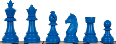Produktbild von Staunton 6 Schachfiguren, Kunststoff (König 95 mm) - Blau