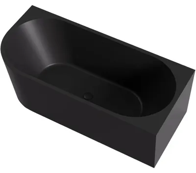Zdjęcie produktu dla szkło ceramiczneO – Wolnostojąca wanna akrylowa Bianco, prawa – czarna matowa – 150 x 74 cm