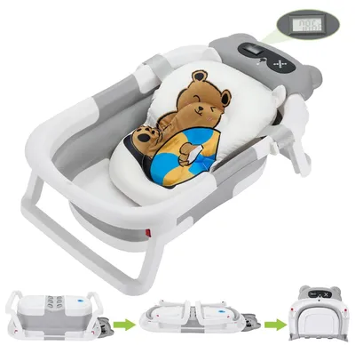 Produktbild von Faltbare Babybadewanne - Inklusive Thermometer und Schwimmkissen