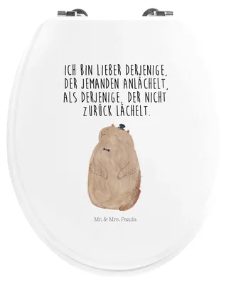 Produktbild von Mr. & Mrs. Panda Klobrille Murmeltier - Weiß - Geschenk, Freundlichkeit, Knigge, Respekt, WC Deckel, Sitz, Brille, Anstand, Toilettendeckel, Fröhlichkeit, Gute Laune