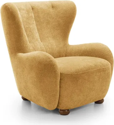 Productafbeelding van Ohrensessel FILO Dress Me 08, mosterdgeel, fauteuil, relaxfauteuil, tv-fauteuil, houten poten, naturel