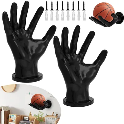 Produktbild von 2 Stück Ballhalterung Wand, Hand Ballständer, mit Deko Fußbälle für Fußball Volleyball Rugby