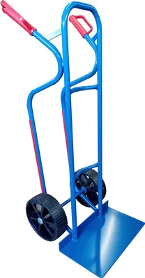 Produktbild von Stahlrohr Sackkarre mit "JUMBO"-Ladeschaufel 470x280 mm - EU (Räder nach Ihrer Wahl - siehe Varianten) HIER: PolyurethanRad / PVC-Felge / Rollenlager