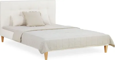 Image de Homestyle4u Lit rembourré 140x200 cm avec sommier à lattes Lit double avec dossier Bouclé Beige