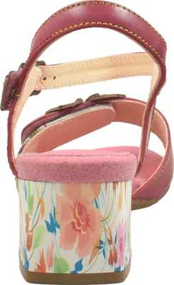 Produktbild von Laura Vita Damen Sandalette Leder Boho Muster und Blütenapplikation Hucbio 42, Größe:38 EU, Farbe:Violett