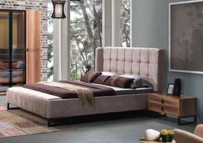 Produktbild von Bett Doppelbett Betten Möbel Einrichtung Schlafzimmer Design Stoff Textil Ehe