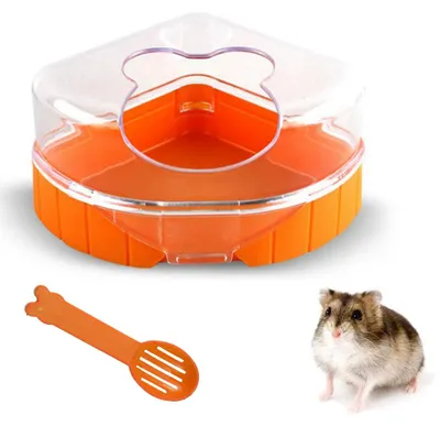 Produktbild von Hamster-Sandbadezimmer mit Schaufel, kleines Haustier-Sandbadezimmer, großer Kunststoffraum, Sauna, Toilette, Badewanne