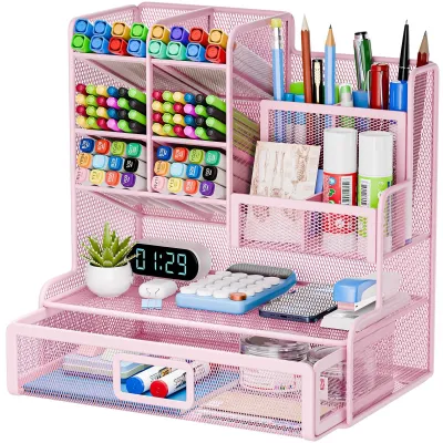 Imagen del producto de Organizador de escritorio con 12 compartimentos y cajones, multifuncional para el hogar y la oficina