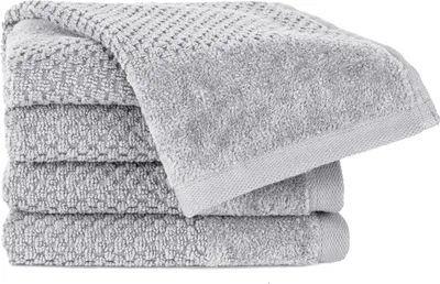 Produktbild von Pure Label 4-TLG Gästehandtücher 30x50 cm mit Aufhängeschlaufe aus 100% Baumwolle, saugstark und weich | 4 Gästehandtücher Grau - Hellgrau, 30x50cm