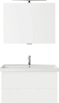 Produktbild von Pelipal Badmöbel-Set Serie 4035 BxHxT 90 x 200 x 43,5 cm Frontfarbe weiß mit Waschtisch Keramik weiß und Waschtischunter