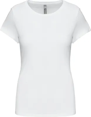 Produktbild von Kariban Damen T-Shirt Baumwolle Oberteil Kurzarm Rundhals Tshirt Basic, Größe:S, Farbe:Weiß