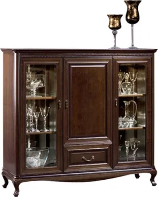 Produktbild von Casa Padrino Luxus Jugendstil Wohnzimmerschrank mit 3 Türen und Schublade Dunkelbraun 148,3 x 45,6 x H. 133,2 cm - Luxus Qualität